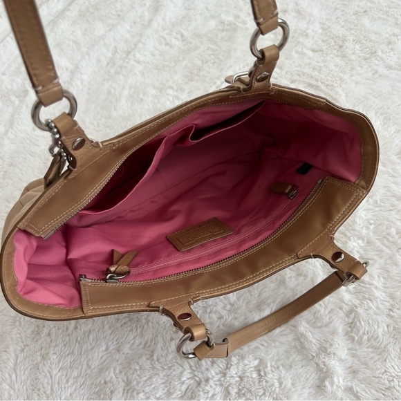 COACH Gallery Leather Tote Shoulder Bag + Wallet Camel Brown - Picture 6 of 16